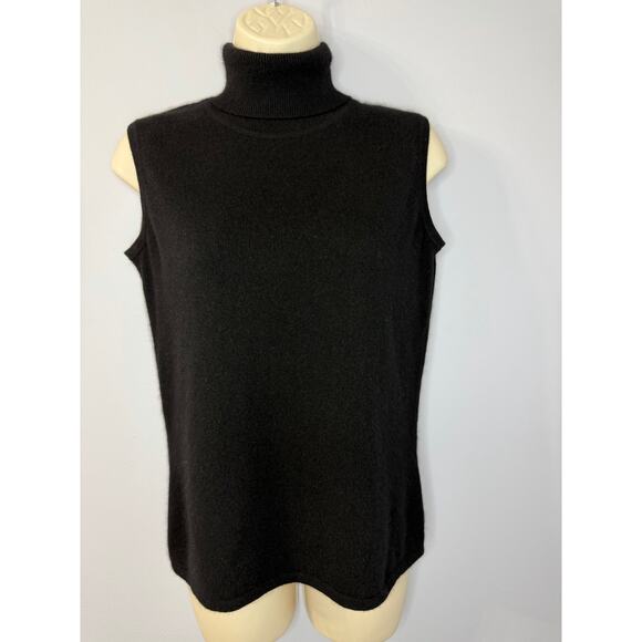 El Daws Cashmere Sweater Turtle Neck Sleeveless Black Soft Sz S - Picture 8 of 8
